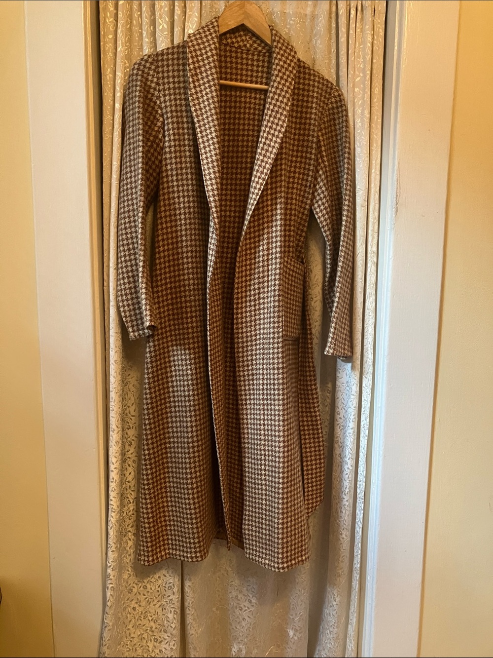 Vintage 70’s checkered wrap coat xs/s